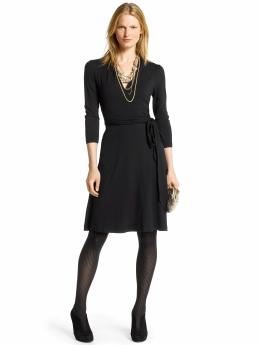Petite 3/4-sleeve faux-wrap dress