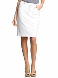 Women: White denim pencil skirt - White