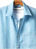 Men: Solid linen shirt - Blue puddle
