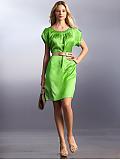 Petites: Petite satin belted dress - Shamrock