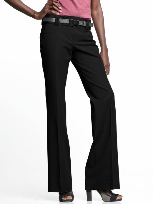 Banana Republic Women's Petite Martin Flared Black Pants petite clothing