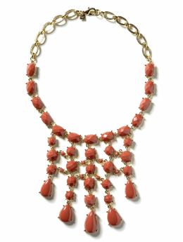 Women: Bold bib necklace - Coral