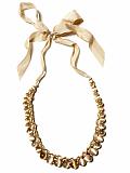 Women: Beaded ribbon necklace - Tan