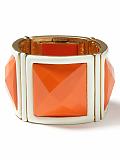 Women: Faceted square bracelet - Coral/gold