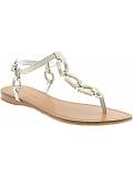 Women: 'Gina' tortoise-chain flat thong - Chalk