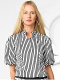 BR Monogram: BR Monogram puff-sleeve striped shirt - Black