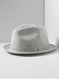Men: Linen/cotton plaid fedora - Gray