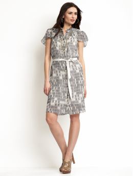 Women: Georgette printed shirtdress - Shark grey