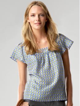 Women: Silk geo-print tunic - Royal sparkle
