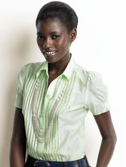Women: Cotton/silk pleated blouse - Sea green