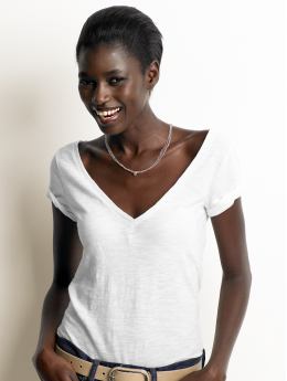 Petites: Petite short-sleeve v-neck tee - White