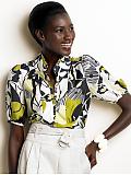 Women: Silk floral-print tunic - Coal