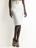 Women: High-waisted pique pencil skirt - White