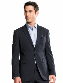Wool solid navy two-button suit blazer