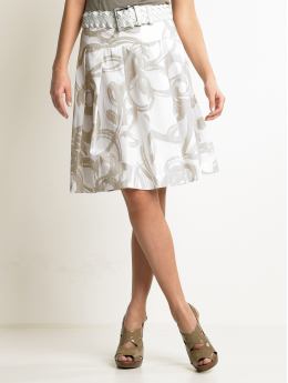 Cotton floral-print full skirt in Unbleached white
