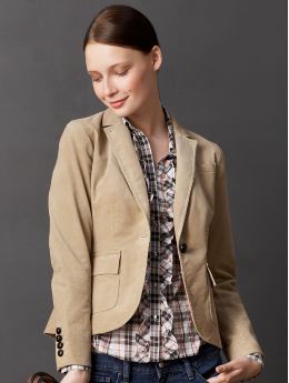 Women: Corduroy one-button jacket - City beige