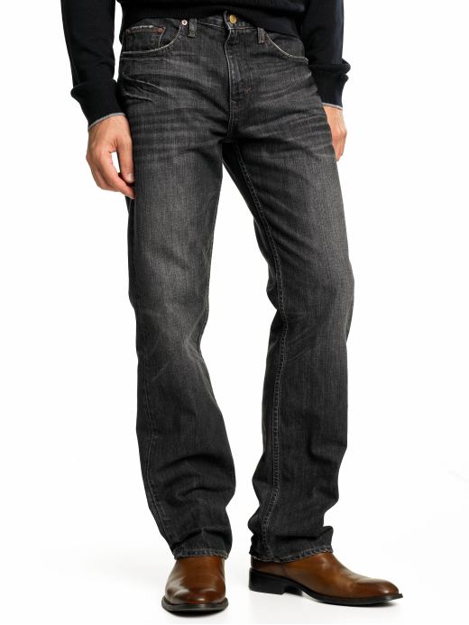 Banana Republic Men's Black Denim Straight Black Stonewashed Jeans