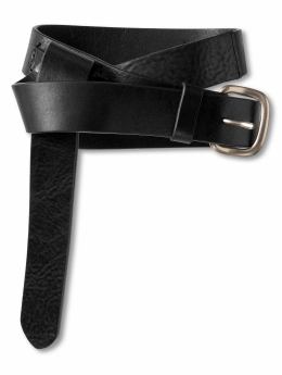 Women: Leather foldover belt - Black