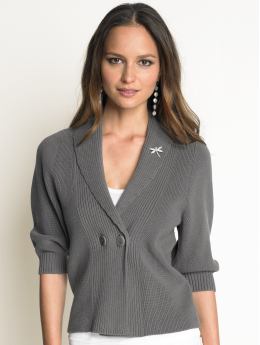 Women: Shawl cardigan - Steady grey