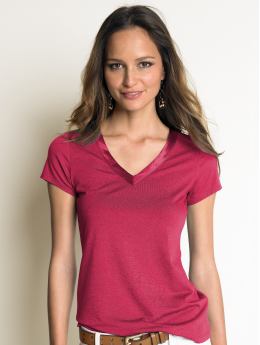 Women: Satin-trim tee - Red peony