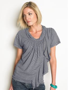 Women: Heritage striped ruffle top - Navy