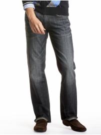 Boot-cut faded dark wash jean