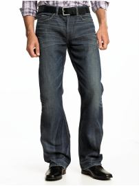 Boot-cut faded antique wash jean