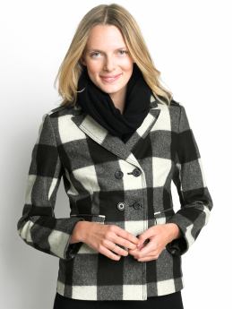 Wool-blend plaid coat