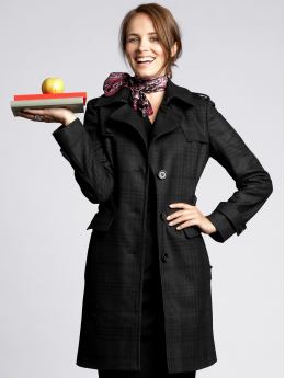 Petites: Petite long check trenchcoat - Charcoal