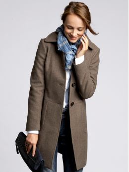 Women: Classic wool-blend coat - Taupe melange