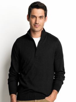 Men: Silk/cotton/cashmere half-zip sweater - Black