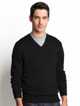 Men: Silk/cashmere v-neck sweater - Black