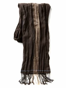 Men: Wool fringed scarf - Tree trunk heather