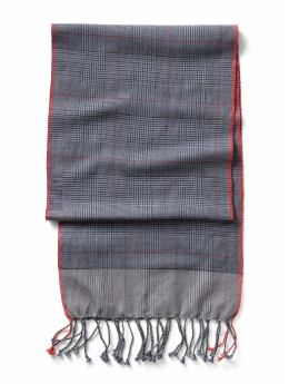 Men: Wool plaid fringed scarf - Blackwatch navy