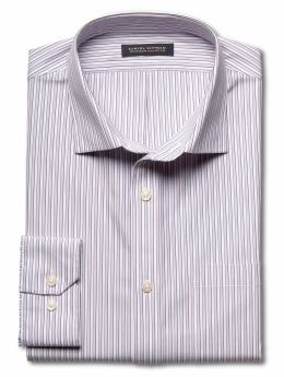 Classic fit non-iron grey/purple-stripe shirt
