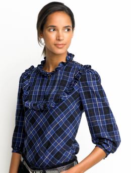 Women's Apparel: Ruffle-bib plaid shirt: new arrivals | Banana Republic