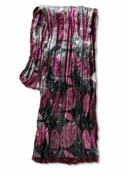 Women: Silk crinkled circle-print scarf - Pink combo