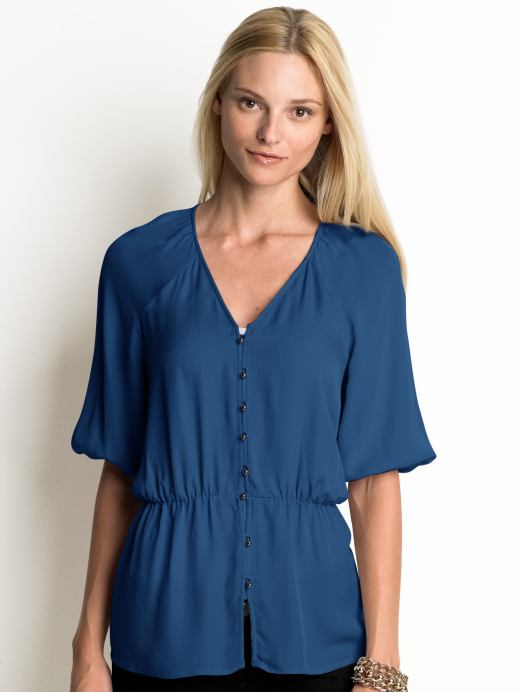 Women's Apparel: Silk button-front blouse: short sleeve blouses & shirts | Banana Republic