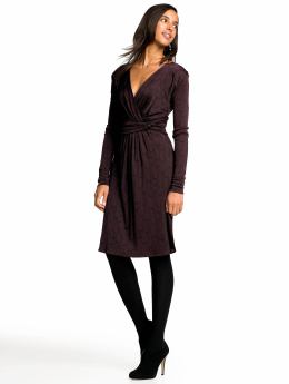 Women: Circle-print wrap dress - Dark burgundy
