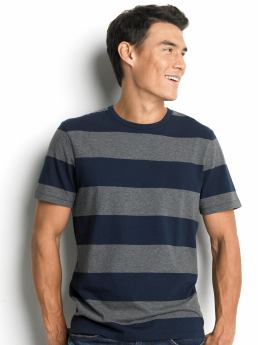 Cotton rugby-stripe crewneck tee