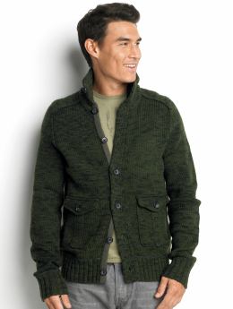 Heritage two-pocket full-button sweater