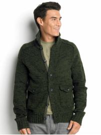 Heritage two-pocket full-button sweater