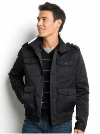 Four-pocket tipped collar military jacket