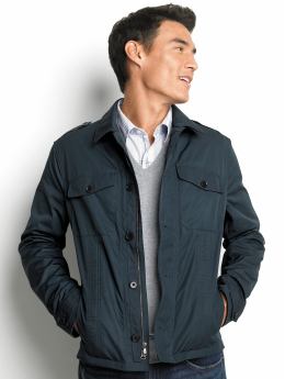 Four-pocket military short-zip jacket