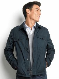 Four-pocket military short-zip jacket