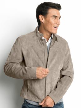 Suede zipper-detail jacket