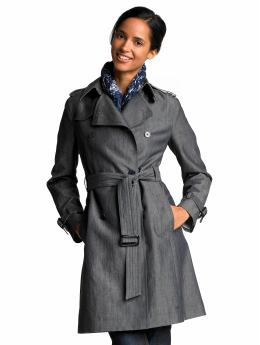 Women: Indigo 3/4-length trenchcoat - Dark indigo