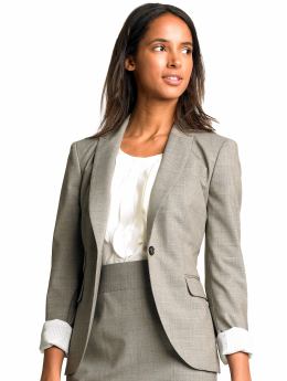 Petite lightweight wool one-button blazer