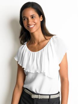 Petite silk ruffle overlay blouse