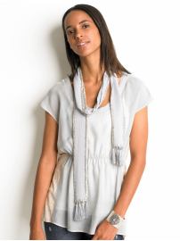 Georgette beaded-trim scarf